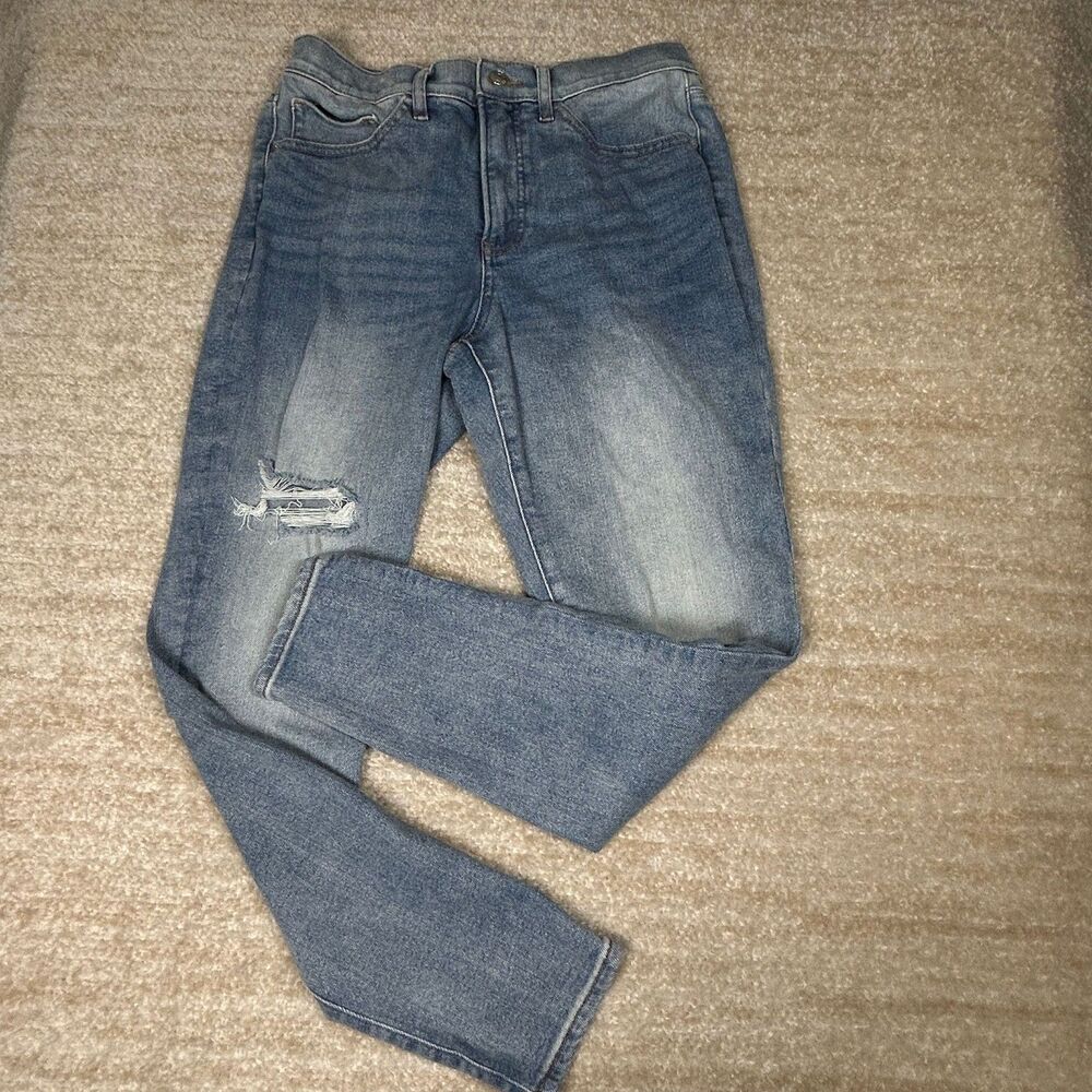 Express Jeans Womens 4R Skinny‎ High Rise Hyper Stretch Light Wash Distressed